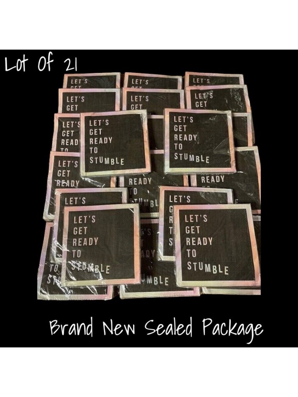 Cocktail Napkins By Design Design "Let's Get Ready to Stumble" Lot 21 New
